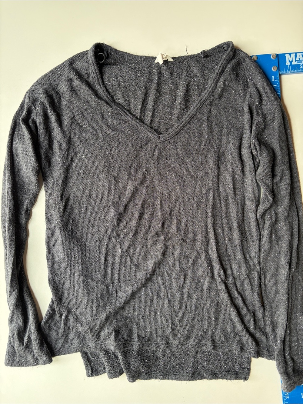 Bethany Mota Charcoal V-Neck Long Sleeve Tee